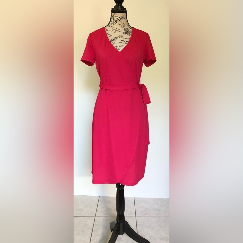 ONLY Brand Wrap Style Dress Scarlet Pink Size Small New with Tags